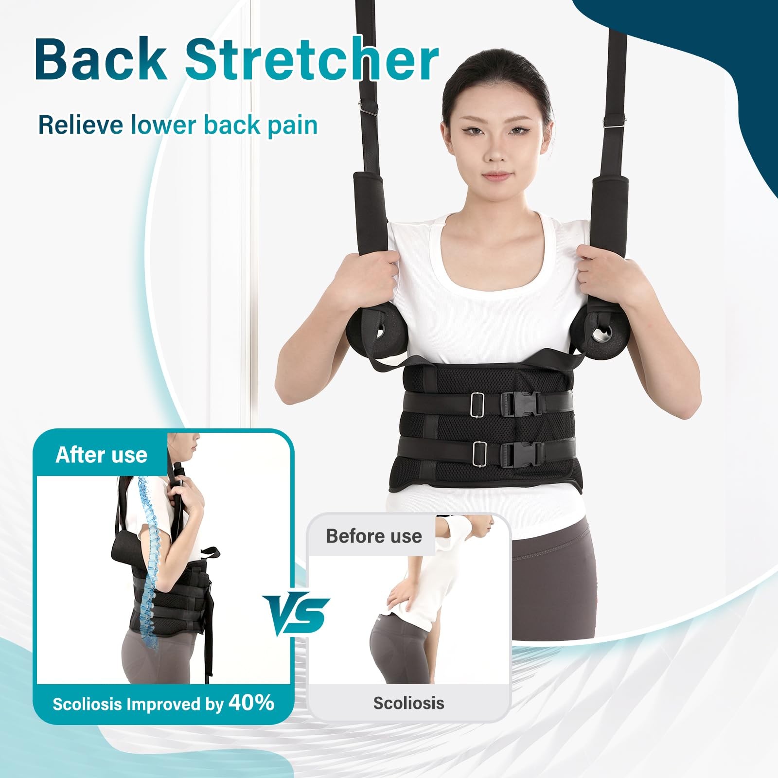 Eizome Back Stretcher, Lumbar Traction Device, Spinal Large, Black