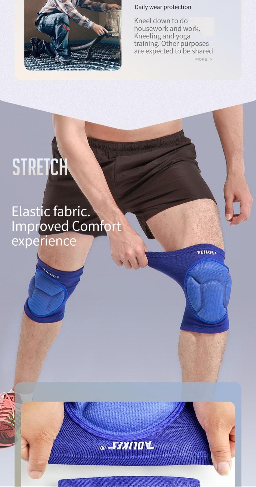 Protective Knee Pads Thick Sponge Non Slip for Basketball Volleyball Sports