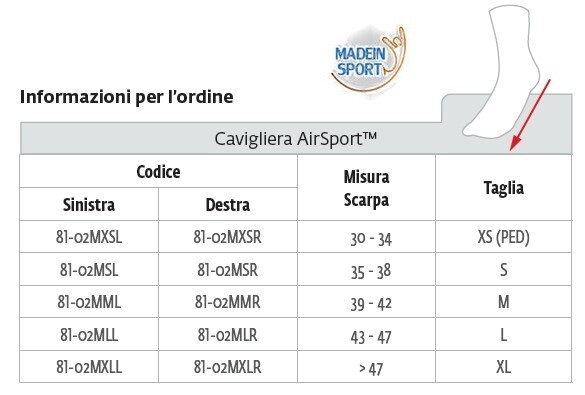 AIRCAST CAVIGLIERA SPORTIVA AIRSPORT UNISEX