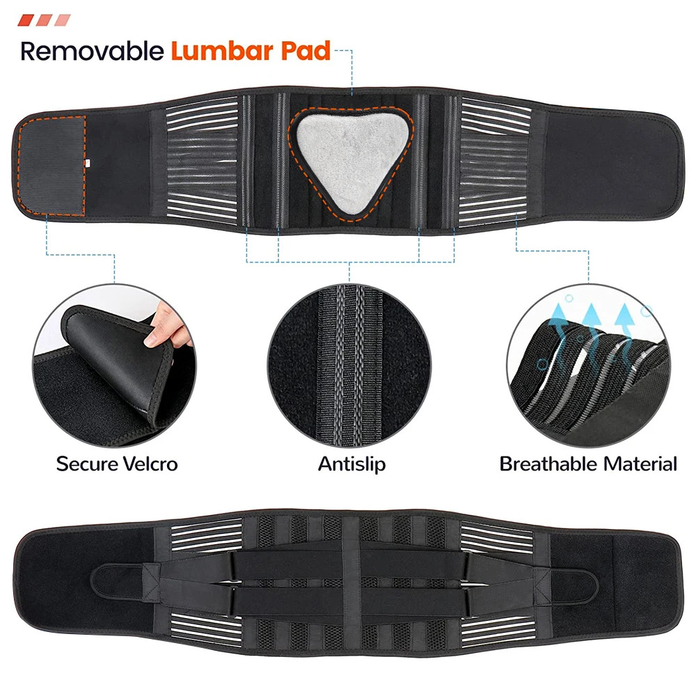 Back Brace Adjustable Waist Belt Support Brace for Lumbar Trainer Sweat Belt for