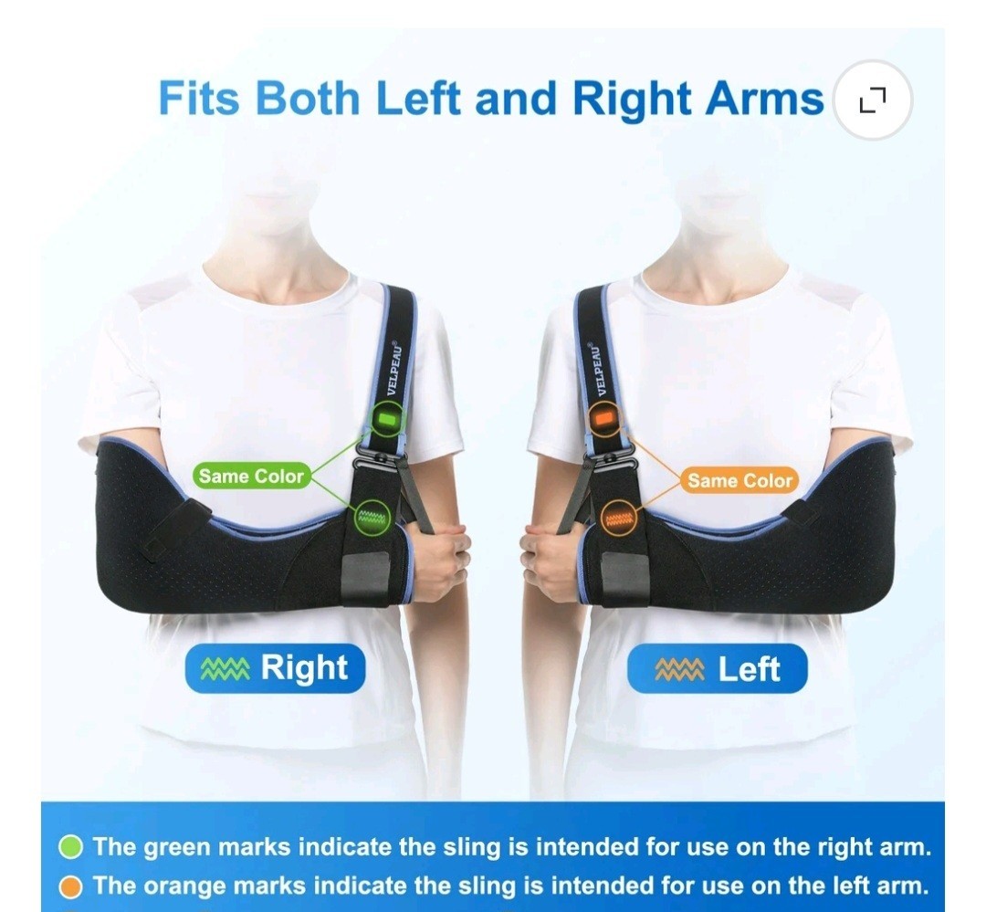 VELPEAU Arm Sling Shoulder Immobilizer Rotator Cuff Support Brace Size Xl R Or L