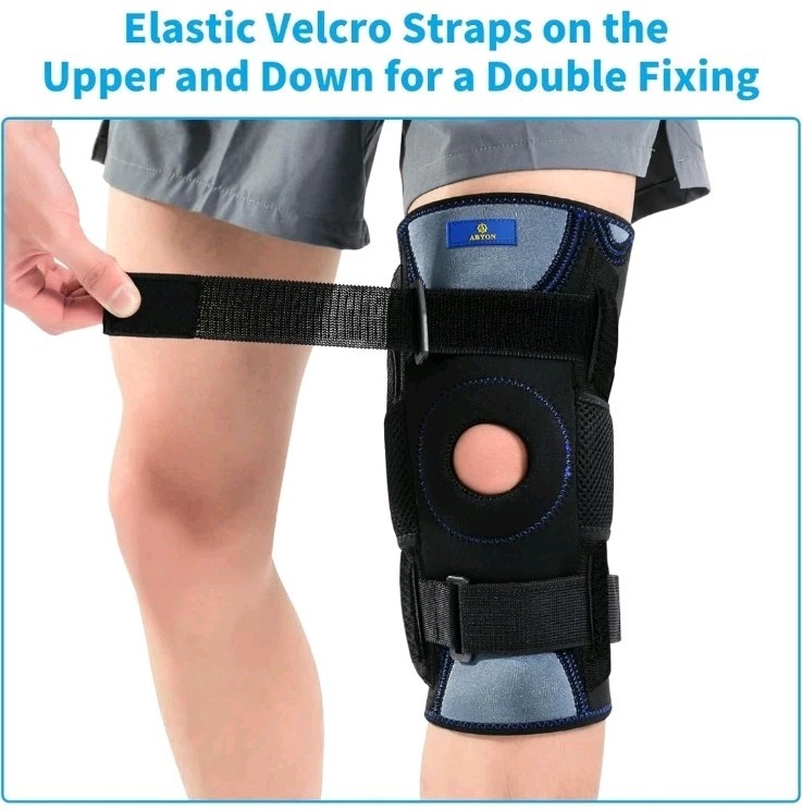 Slip on Breathable Decompression Hinged Knee Brace with Adjustable Straps