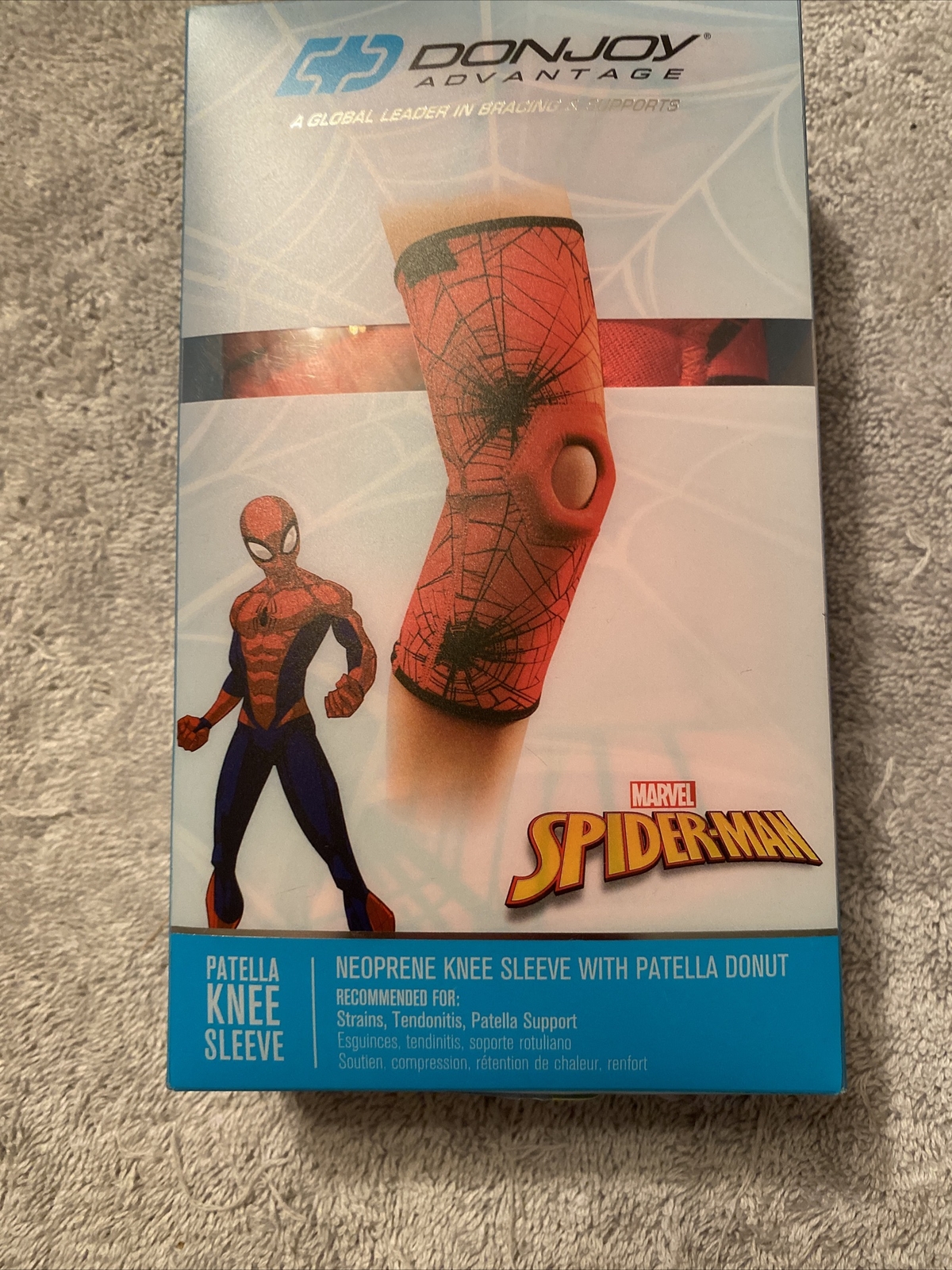 DonJoy Marvel Avengers Spider-Man Youth Neoprene Knee Sleeve Patella Donut New