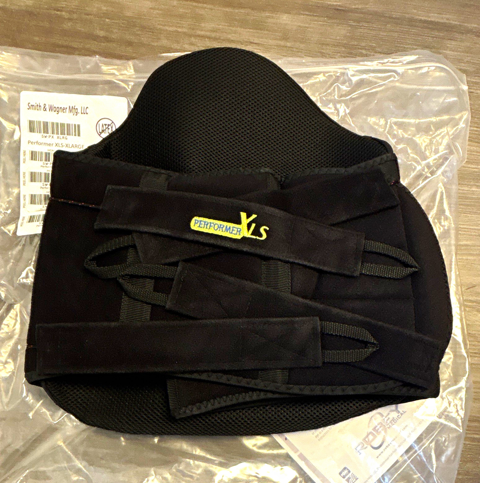 Performer XLS Adjustable Lumbar Support Belt Back Brace Black Latex Free
