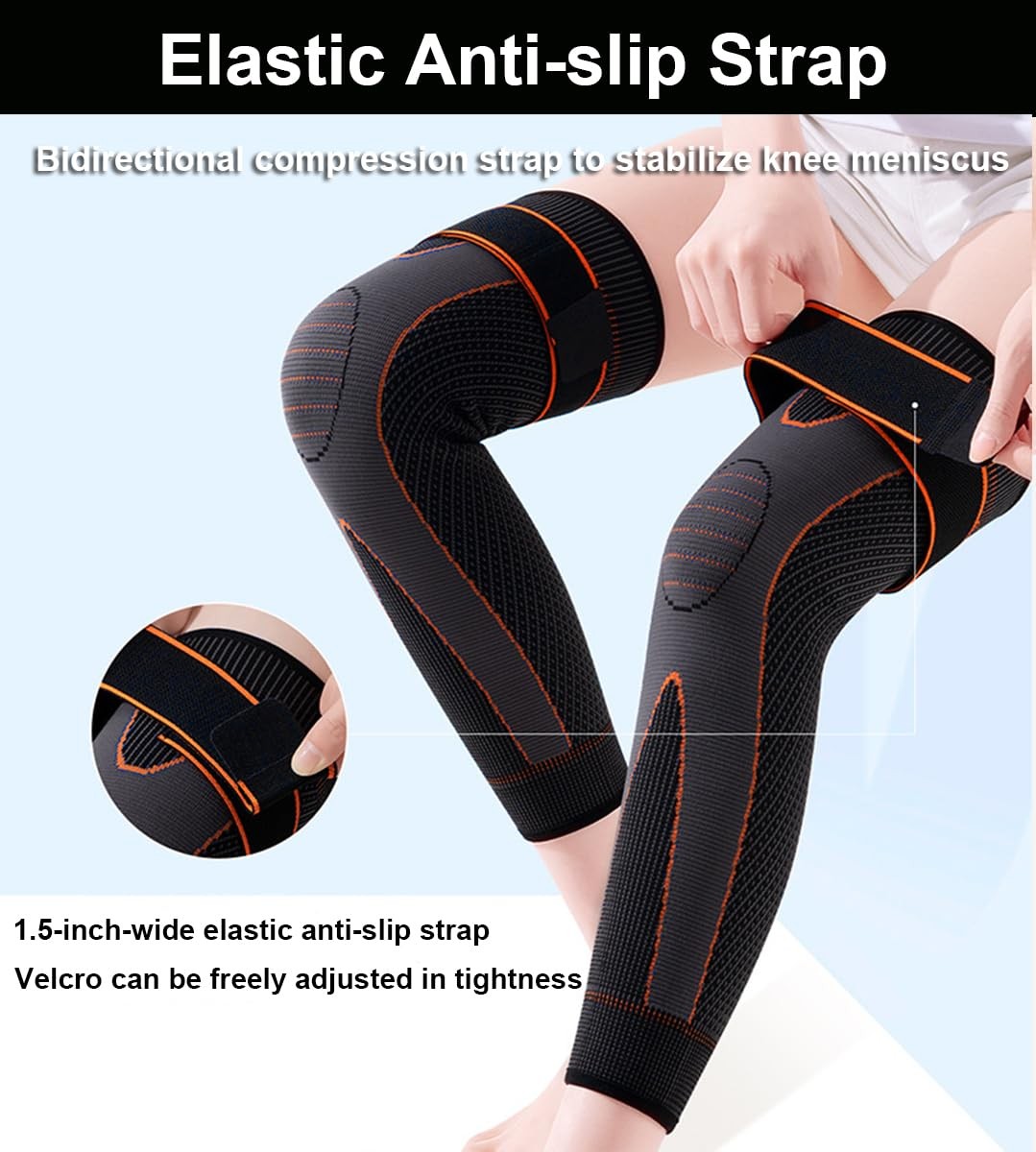 2 Pack Full Leg Compression Knee Brace for Arthritis Pain Relief and Support