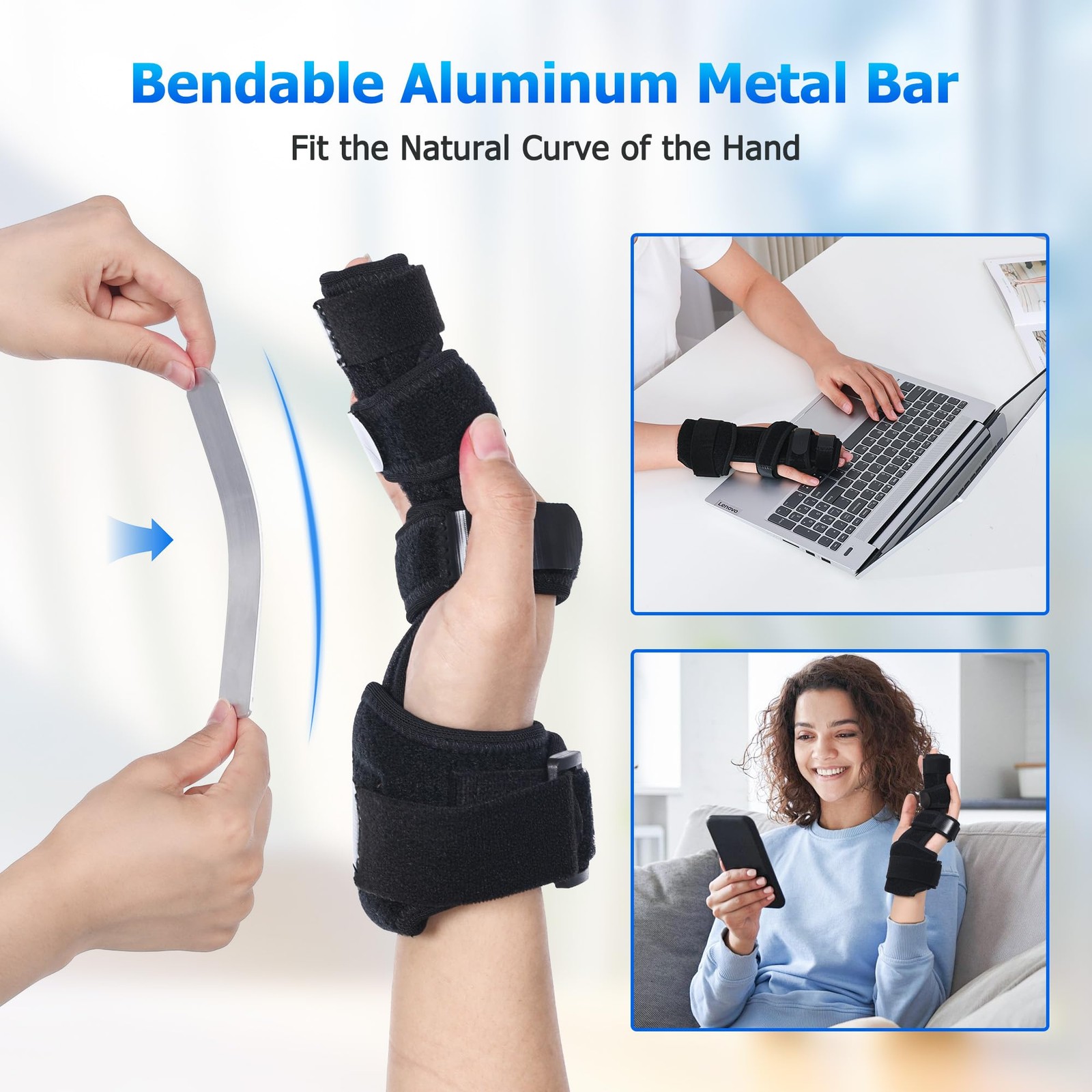 2 Finger Splint, Reversible Trigger Finger Splint, Adjustable Length Finger B…