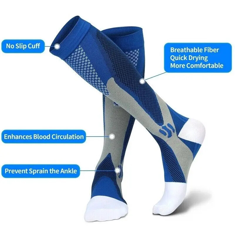 1-2 Pair Compression Socks Knee High Men Women Calf Leg Brace Support 20-30 mmhg