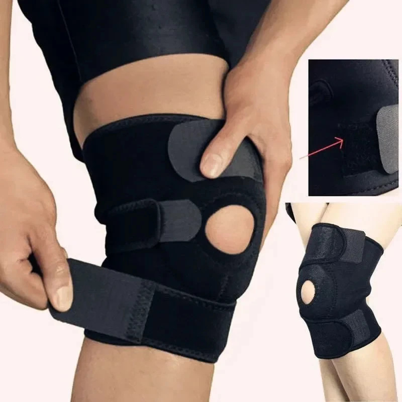 Hinged Knee Brace Compression Sleeve Open Patella Stabilizer Wrap For Sports