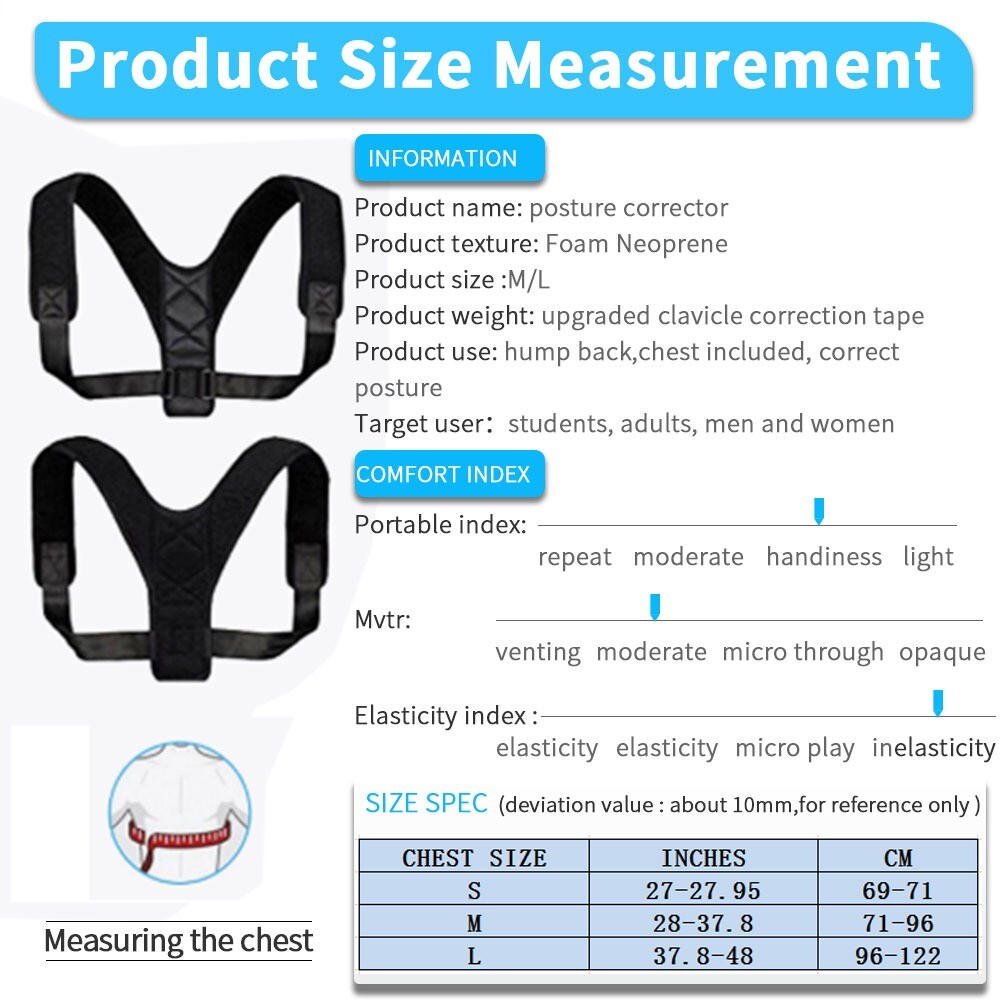 Medical Adjustable Back Posture Corrector Clavicle Spine Shoulder Lumbar Brace !