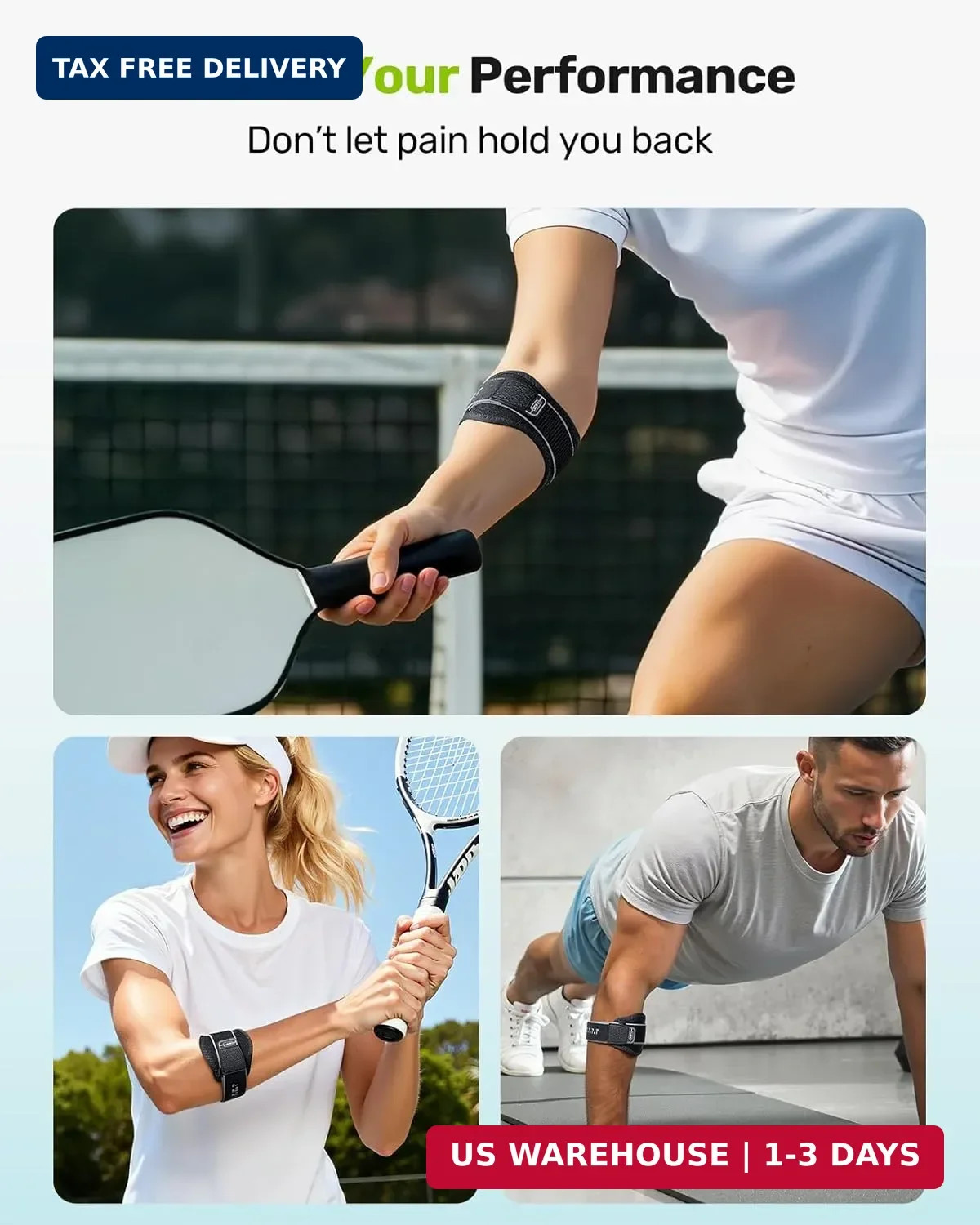 Upgraded Tennis Elbow Brace for Men Women with 2 Silicone Pads Support for Sport