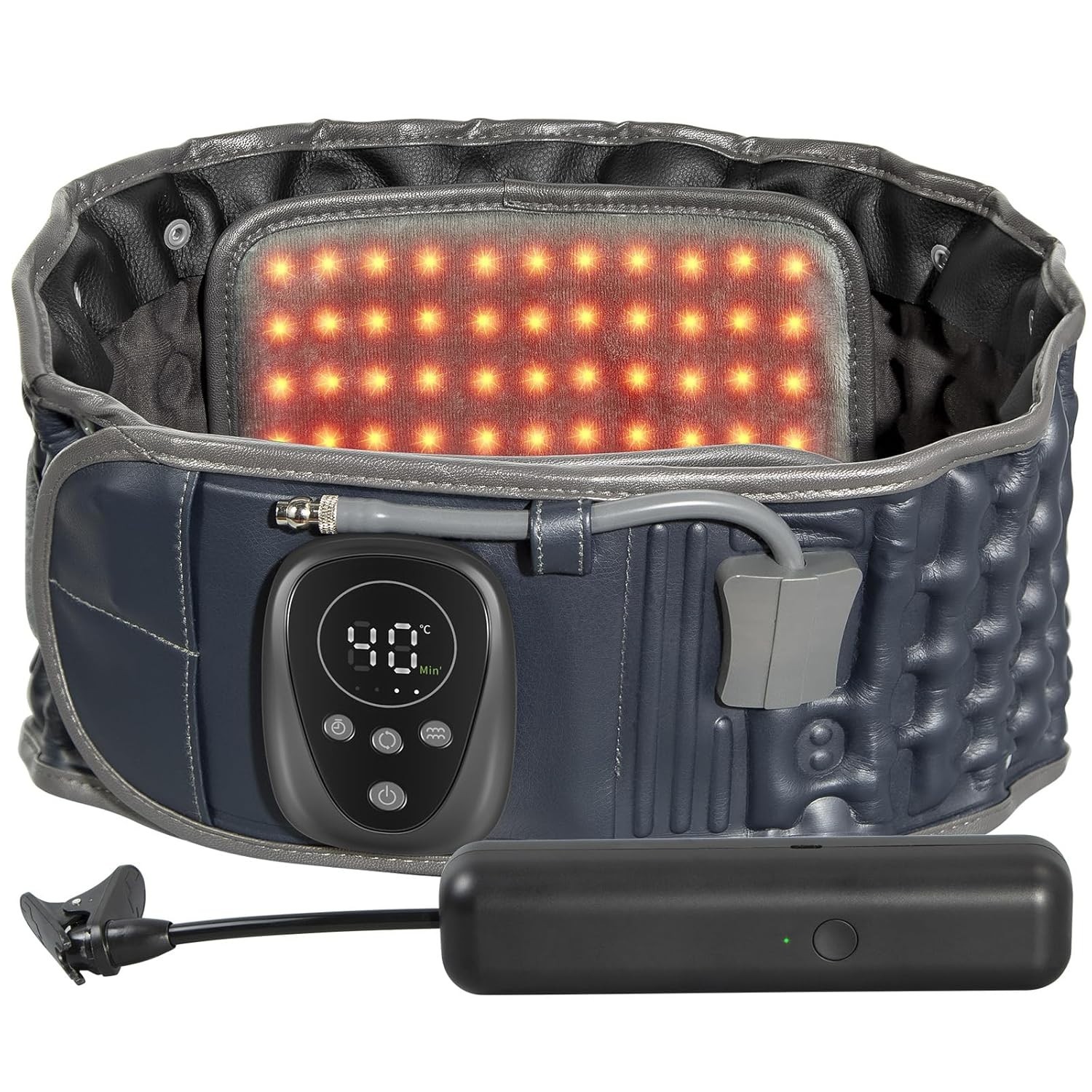 Inflatable Decompression Back Belt, Red Light Heated Lumbar Support, 6 Heat/T…