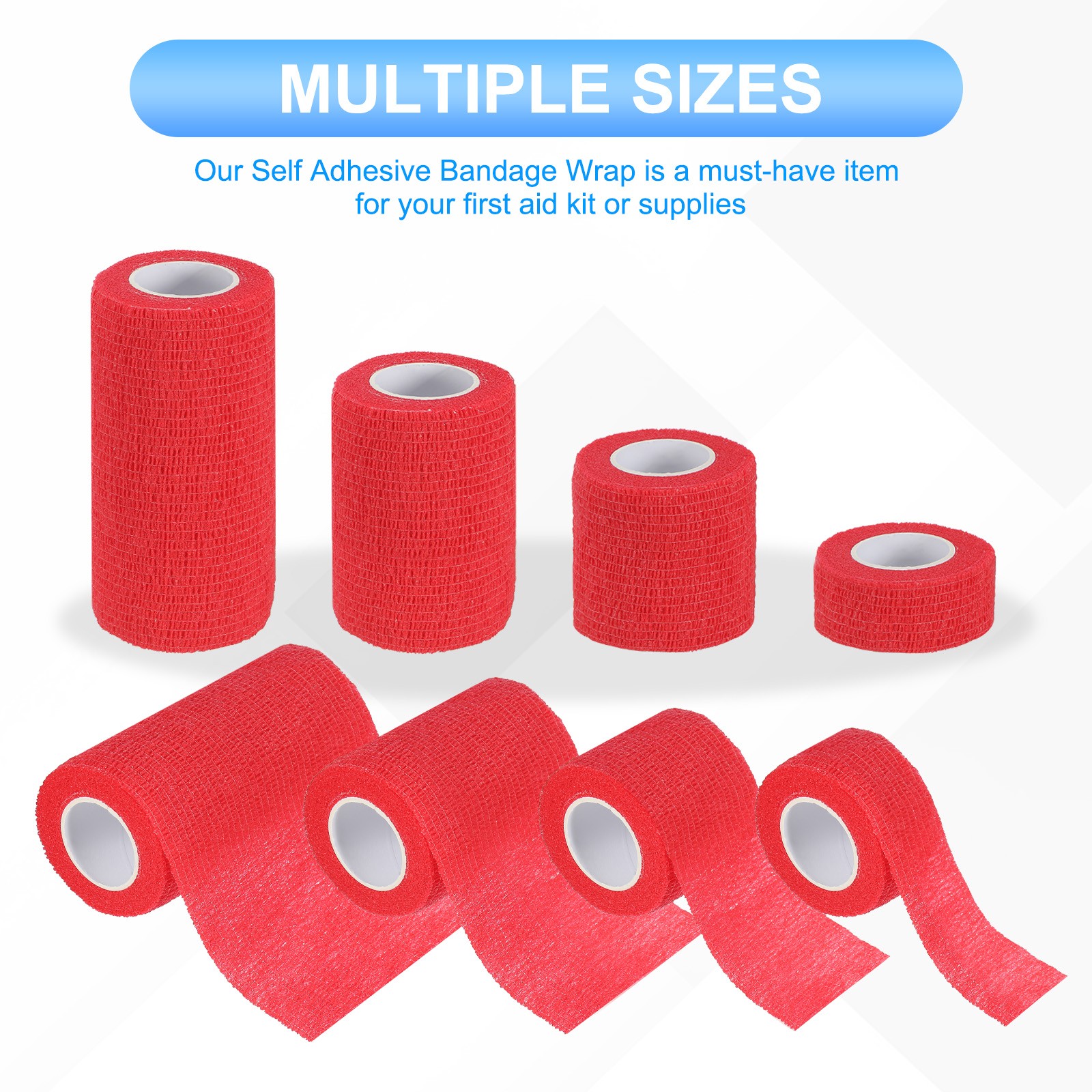 1″/2″/3″/4″ 24 Pcs 5 Yard Self Adhesive Bandage Wrap Self Tape Red