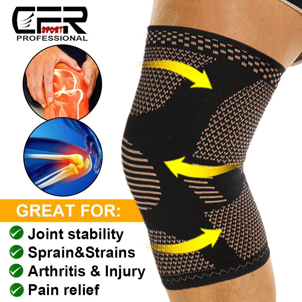 Copper Knee Brace Support Compression Sleeve Football Joint Pain Arthritis Strap