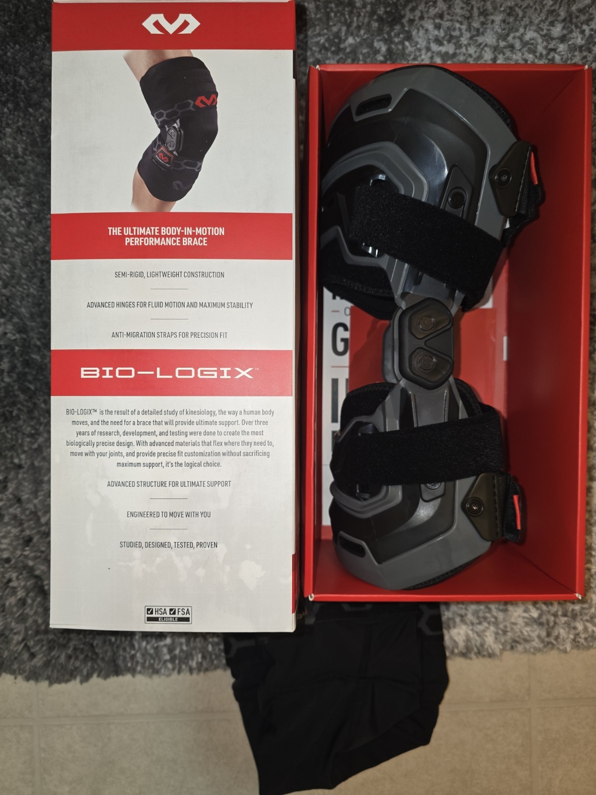 McDavid Elite Bio-Logix Knee Brace Left Large Black/Gray Adjustable Compression