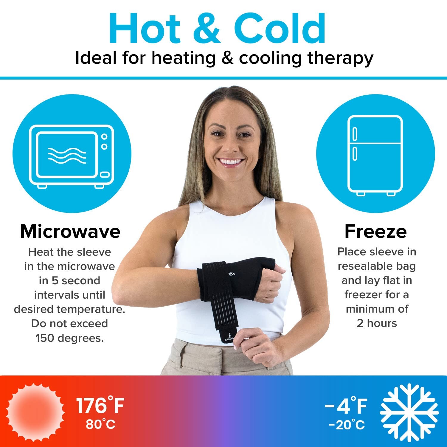 Wrist Ice Pack Wrap – Extra Strength Hot & Cold Therapy – Reusable Hand & Thumb