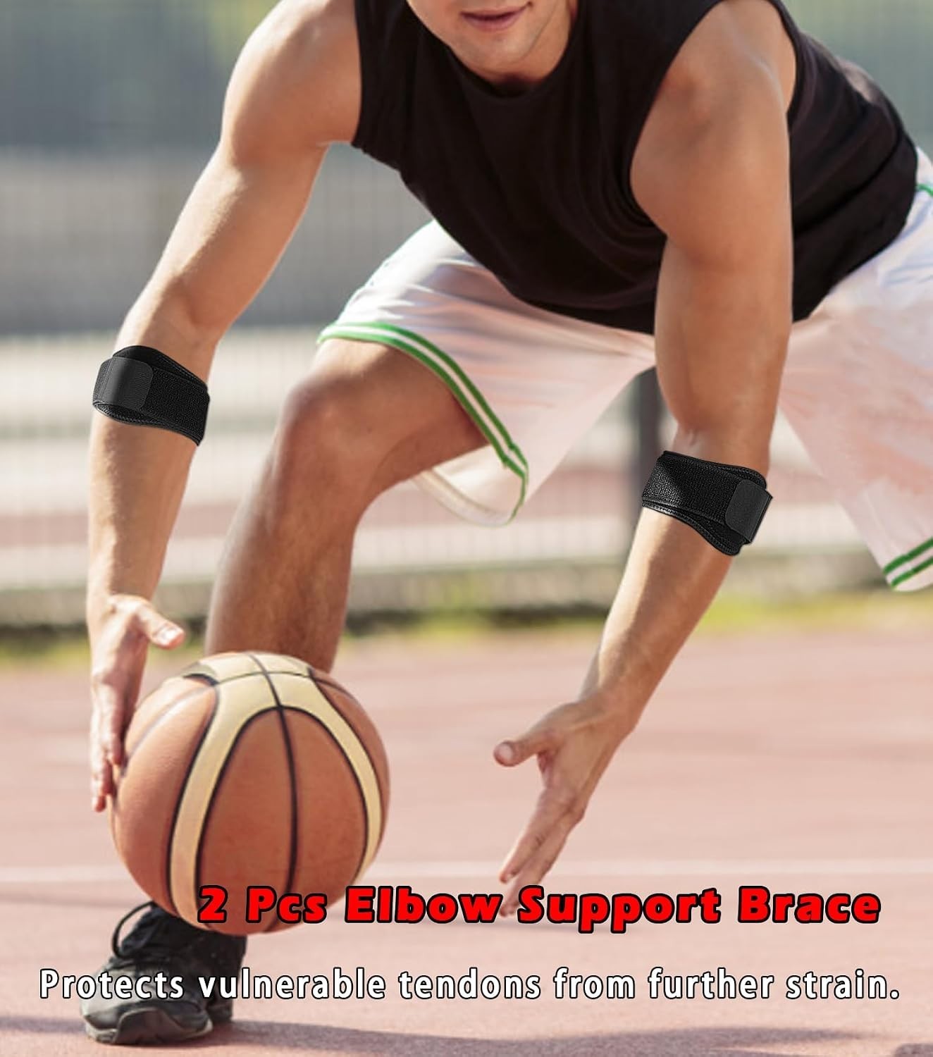 2pcs Elbow Brace for Men & Adjustable Elbow Strap with Compression Pad for Arm,