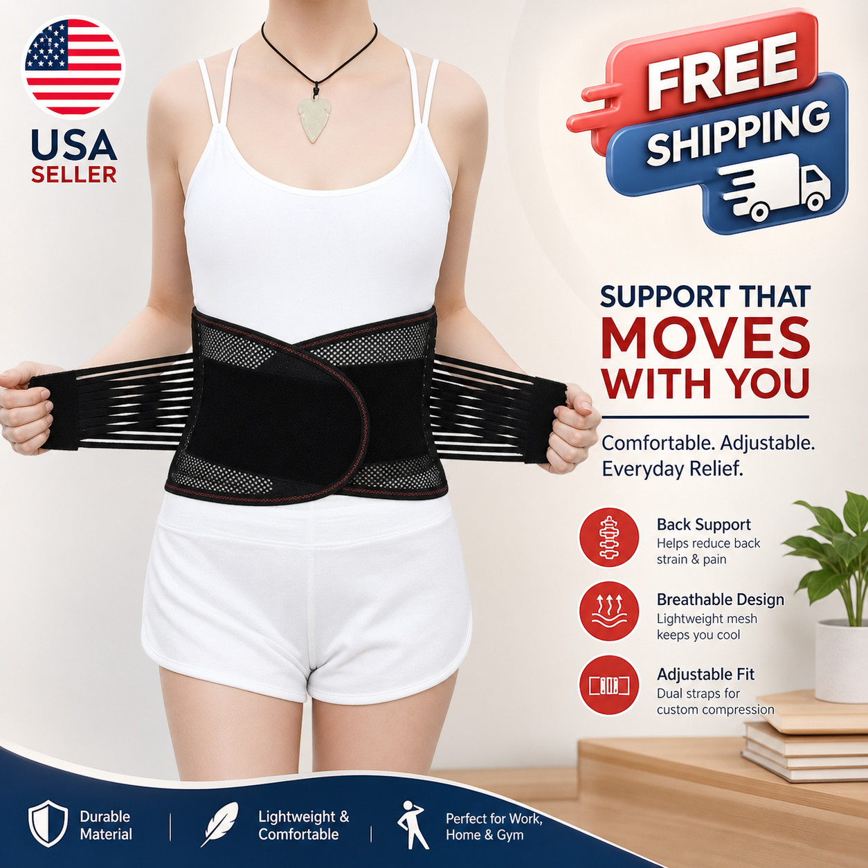 Adjustable Lumbar Support Back Brace Waist Belt Lower Back Support Unisex