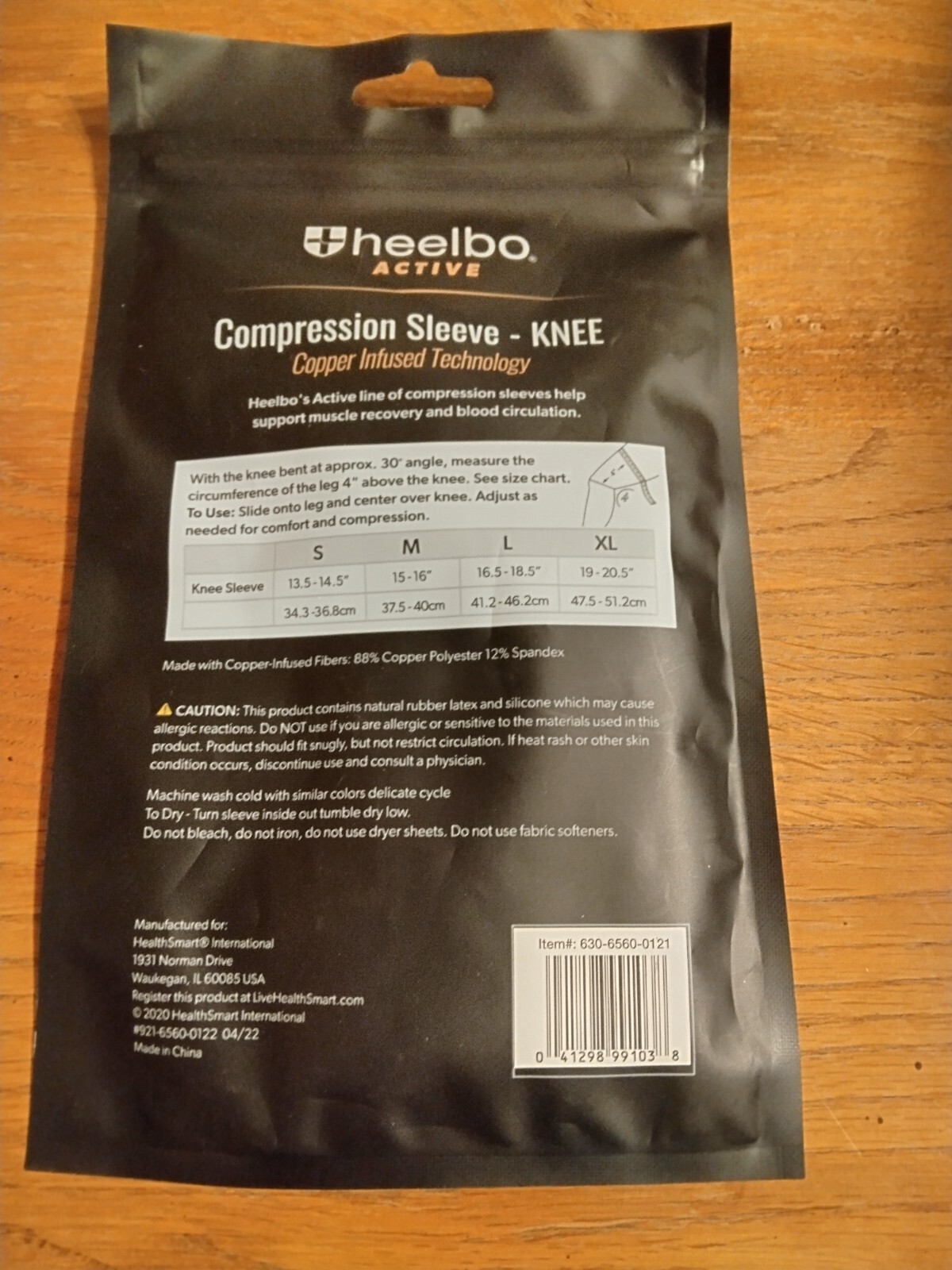 Heelbo Knee Copper Compression Sleeve New Size Small