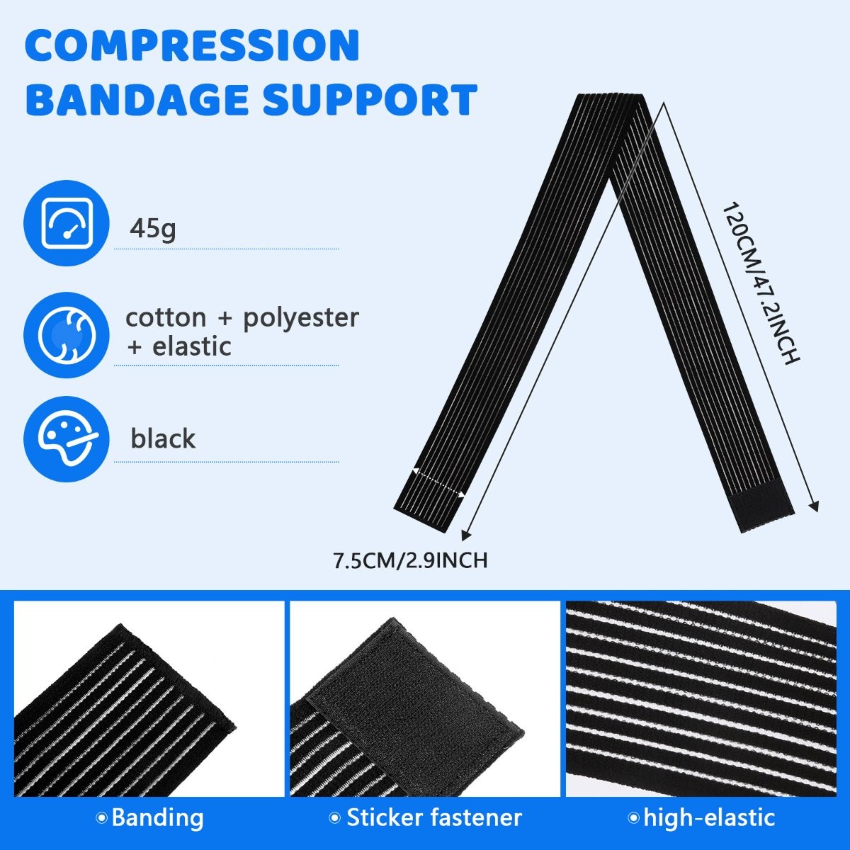 Extra Long Elastic Knee Wrap Compression Bandage Brace Support Elastic Knee2773