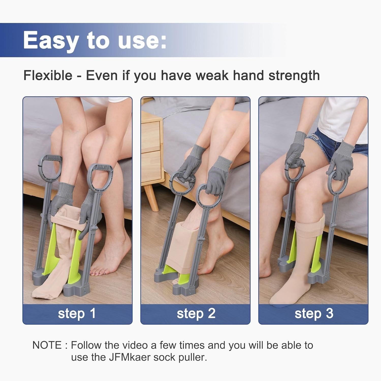 Ergonomic Compression Sock Aid Device – Easy Donning for Small to Medium Calves