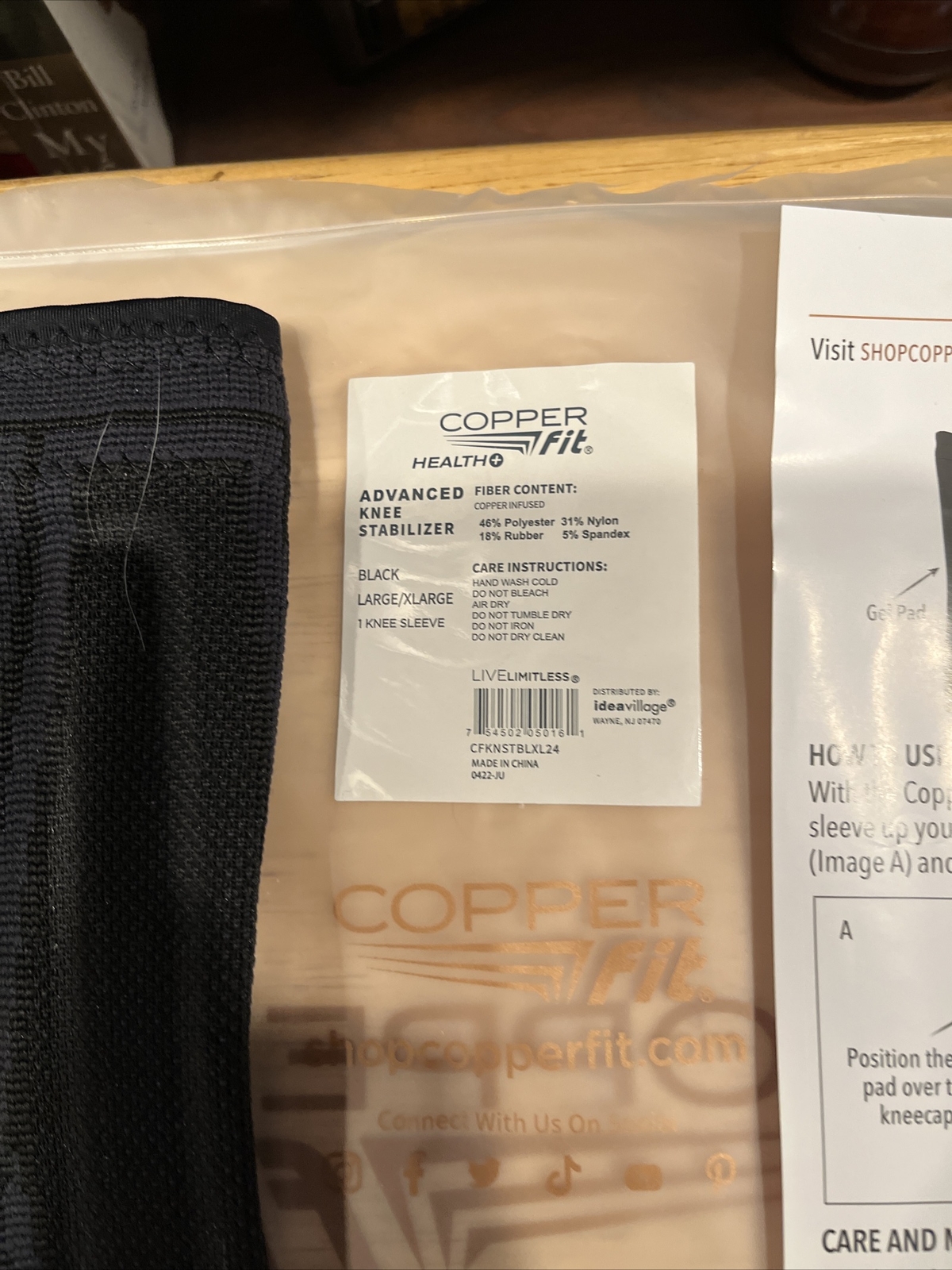 Copper fit advanced knee stabilizer / black / XL / place for gel pack with…