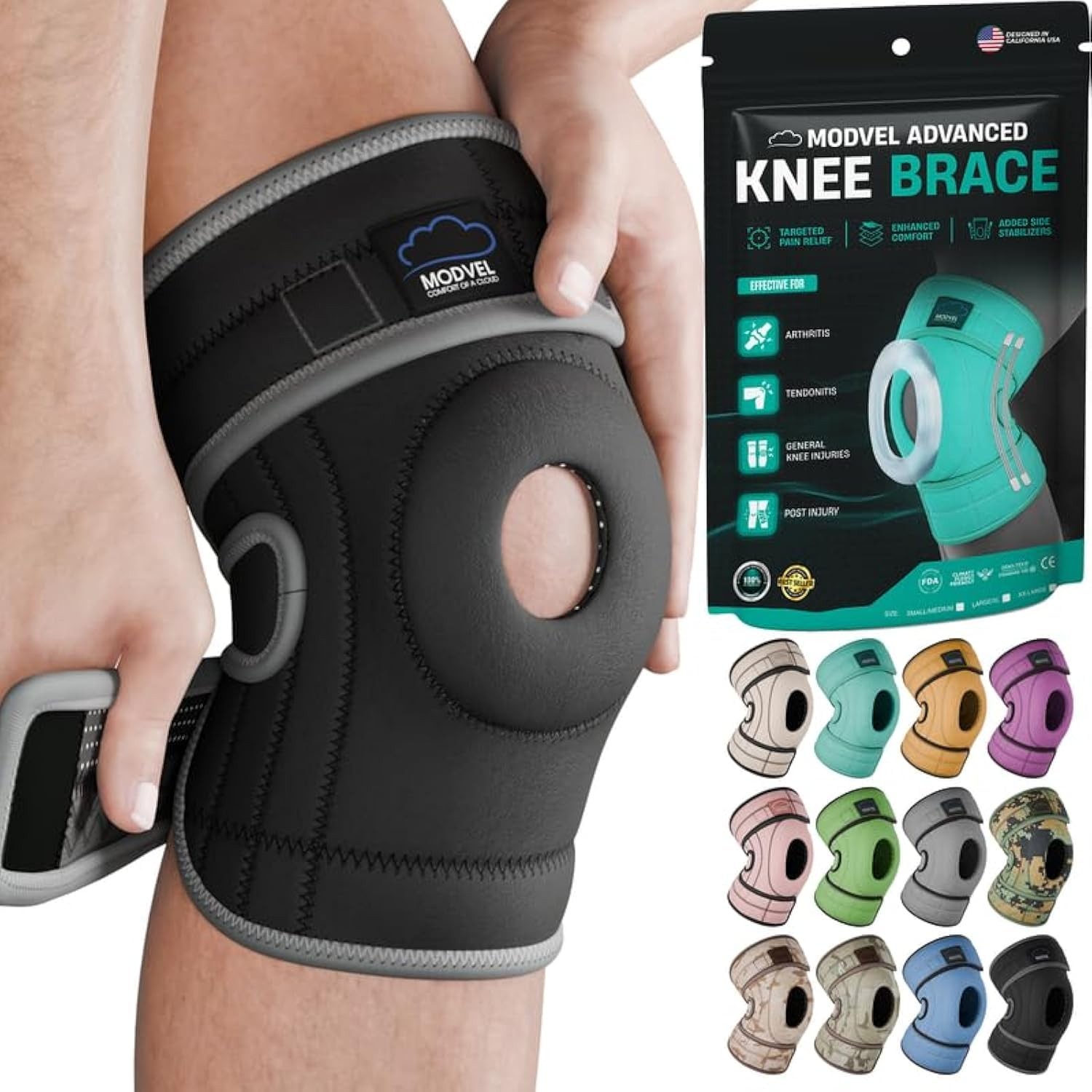 Modvel ELITE Knee Brace With Side Stabilizers & Patella Gel Pads for Maximum …