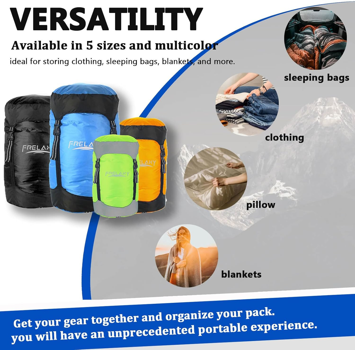 Compression Sack, 40% More Storage! 11L/18L/30L/45L/52L Compression Stuff Sack,