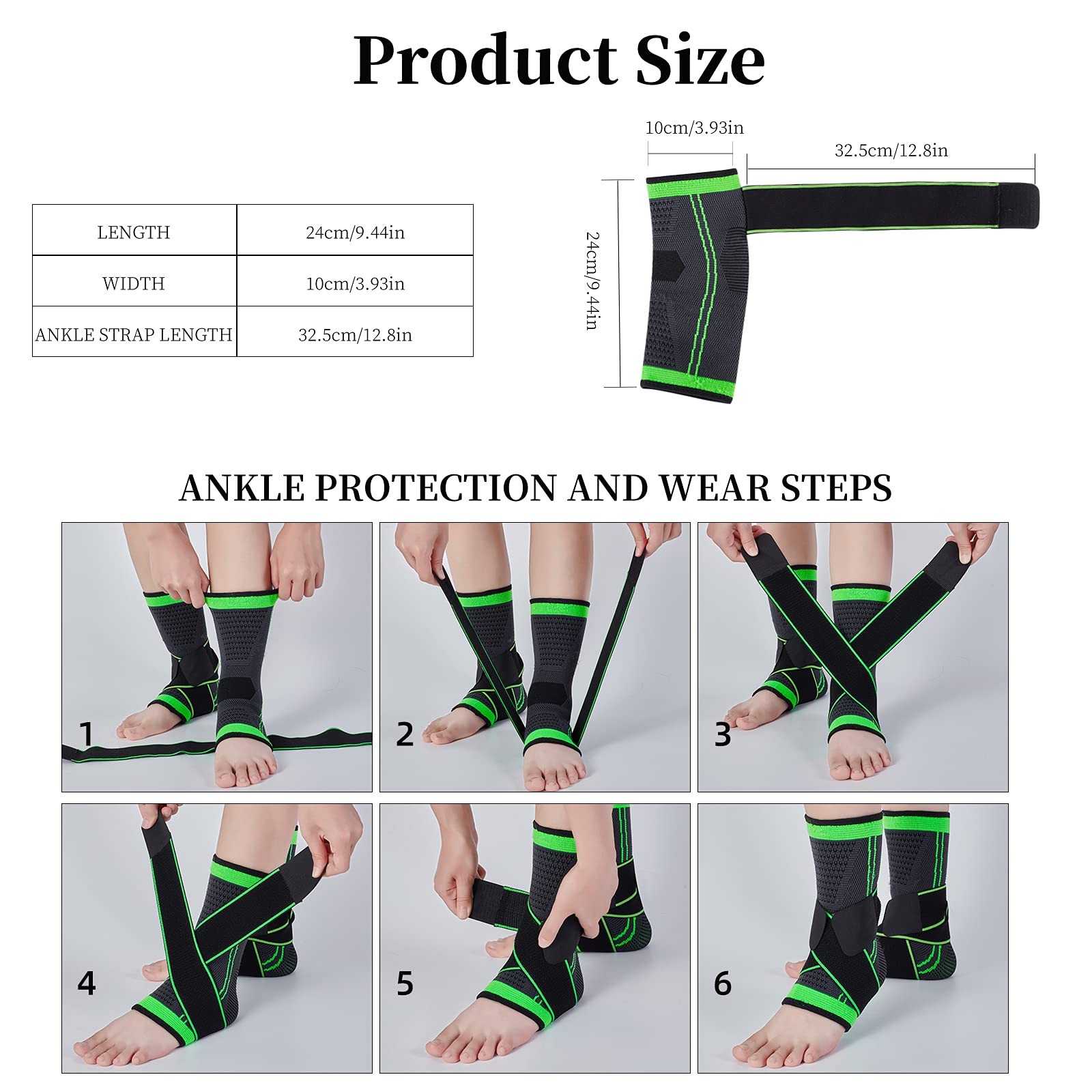 Ankle Support Braces (1Pair), Breathable Ankle Compression Sleeves with Adjus…