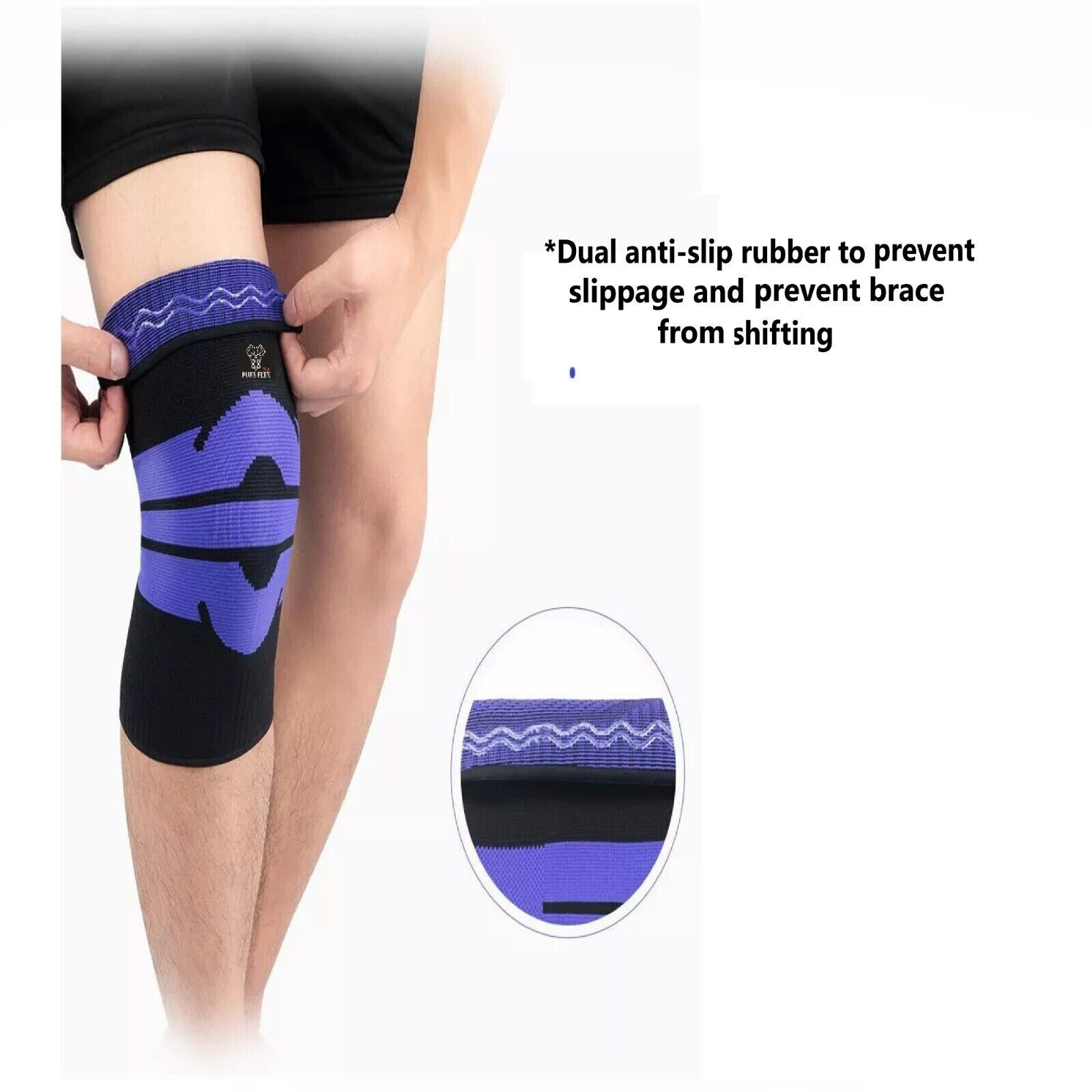 Knee Brace Compression Sleeve Support Sports Recovery ACL LCL MCL Black/Grey M
