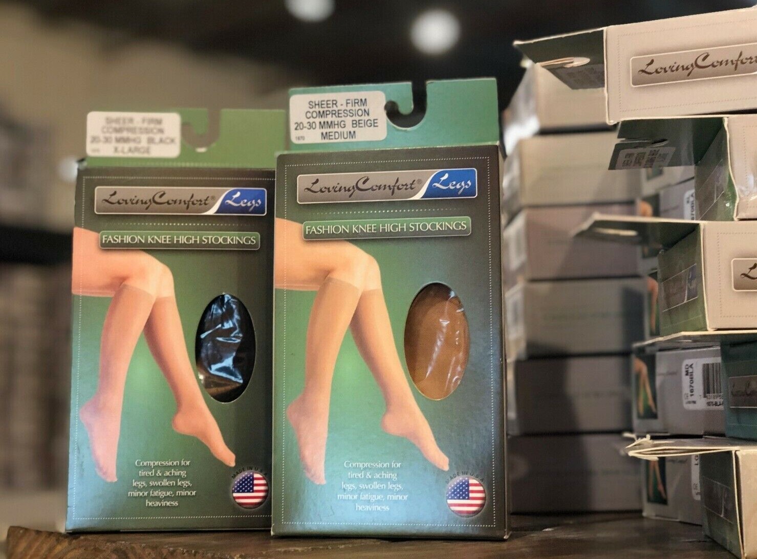 Sheer Compression Fashion Knee Highs 8-15 15-20 20-30 mmHg Beige or Black SIZES