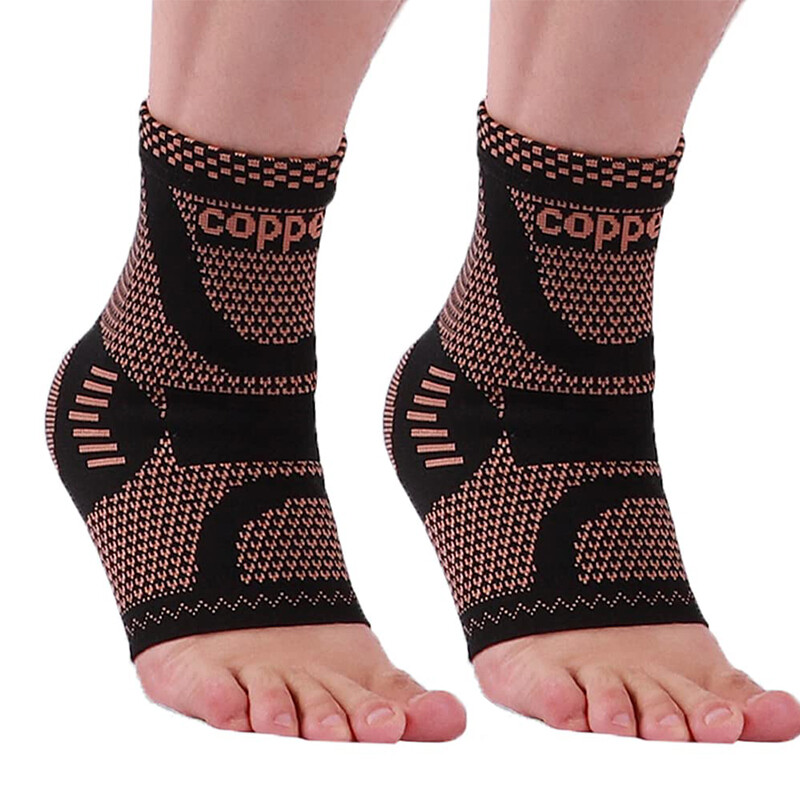 Copper Ankle Brace Support Compression Sleeve Plantar Fasciitis Relief Foot Wrap