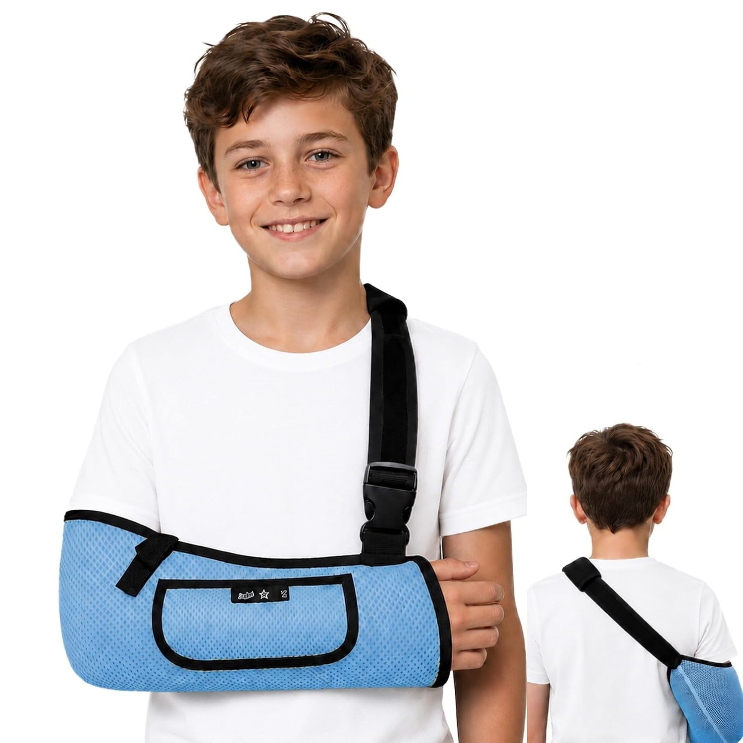 Adjustable Kids Arm Sling – Lightweight Breathable Shoulder Immobilizer in Blue