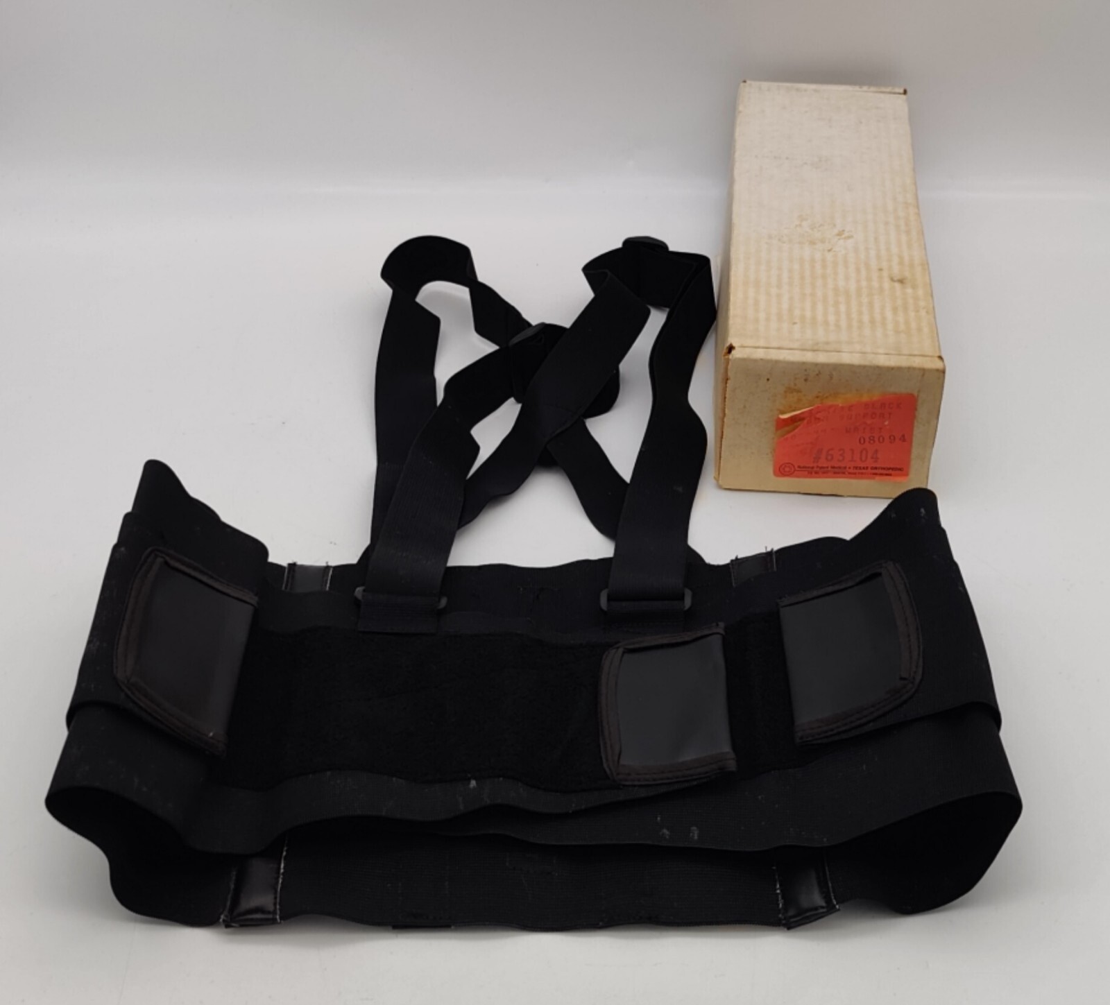 Back Brace w/ Suspenders/Shoulder Straps Lumbar Support Texas Orthopedic 40-44″