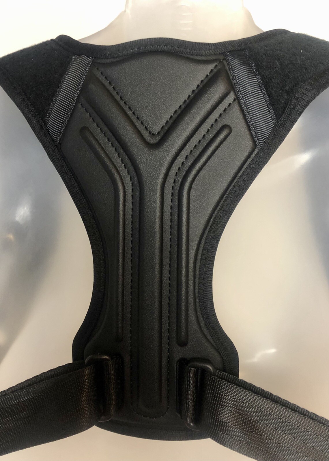 Upper Back Brace Posture Corrector with Strap Covers – Black – Medium