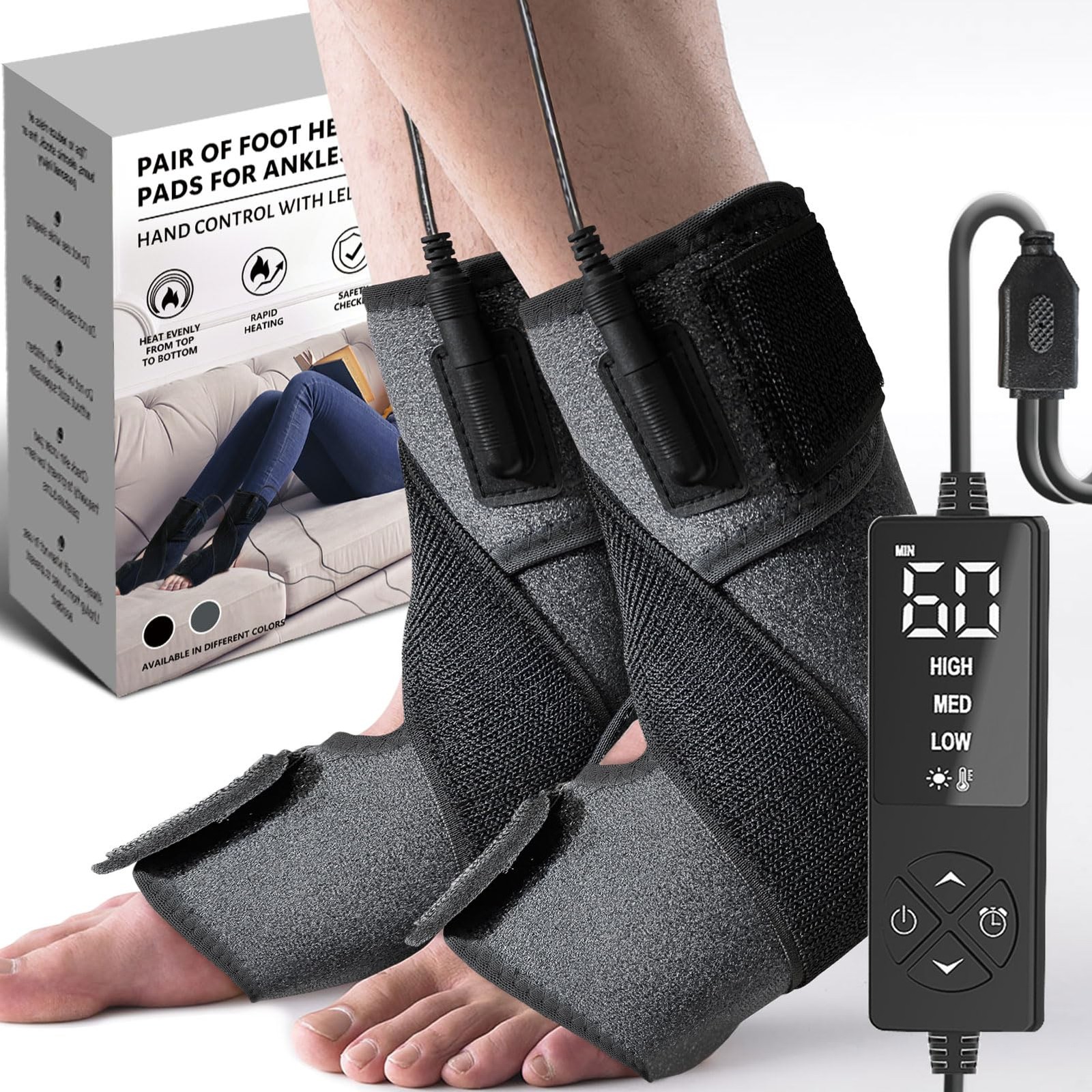 sticro 1 Pair Ankle Heating Pad for Feet Achilles One Size, Gray 1