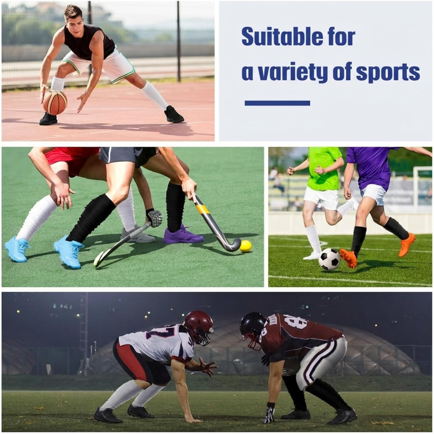 2 Pairs Football Leg Sleeve Men Scrunch Football Socks Calf Compression Sleeve f