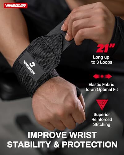 Elastic Wrist Straps for Weightlifting and Working Out, Breathable Wrist Black