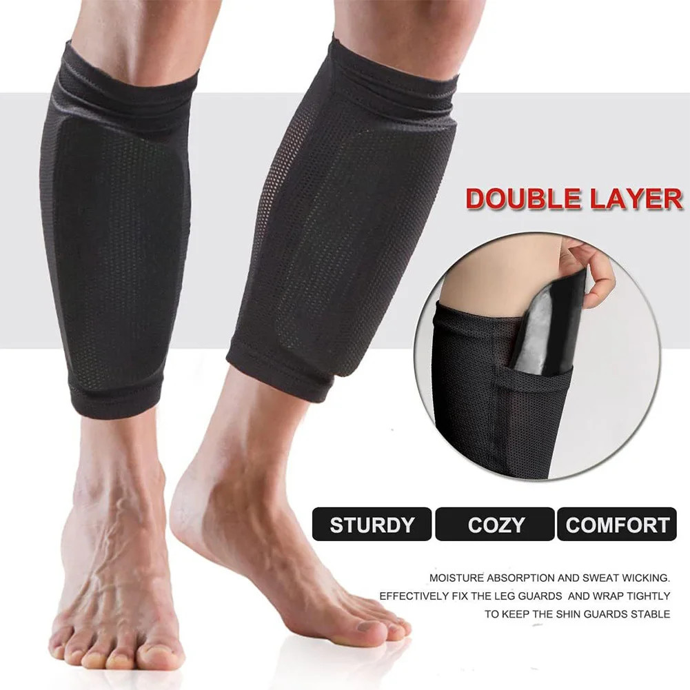 5Pairs Soccer Shin Guards Sleeves with Pocket Football Crashproof Calf Protector
