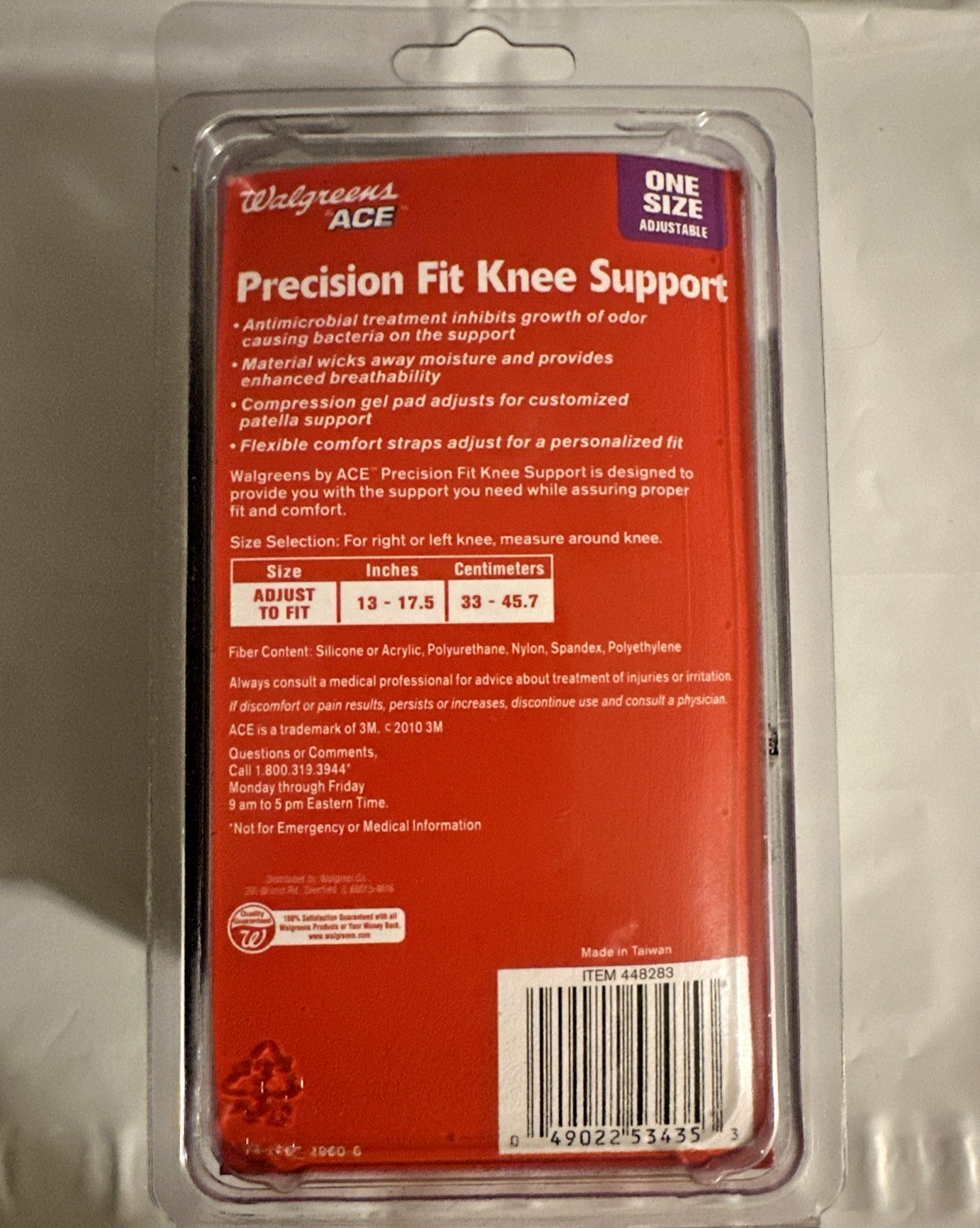 Ace Precision Fit Knee Support Brace One Size Adjustable Breathable Latex Free