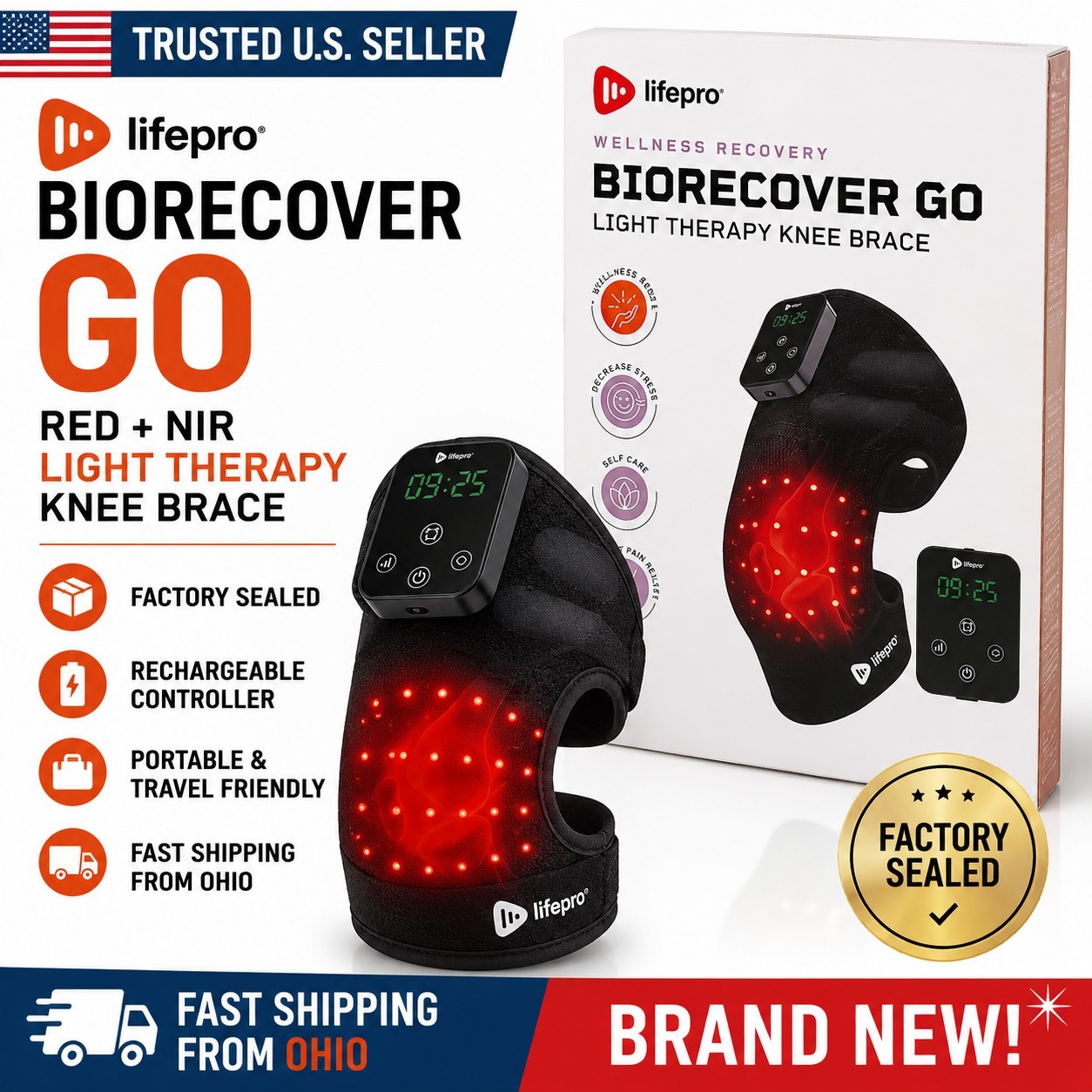 Red Light Therapy Knee Brace – Portable Infrared Device for Pain Relief Stiffnes