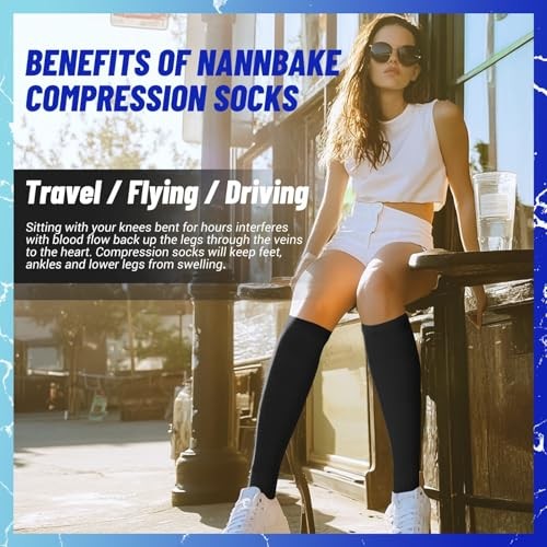 NANNBAKE 3 Pairs Compression Socks for Women Small-Medium 01 Balck/Black/Black