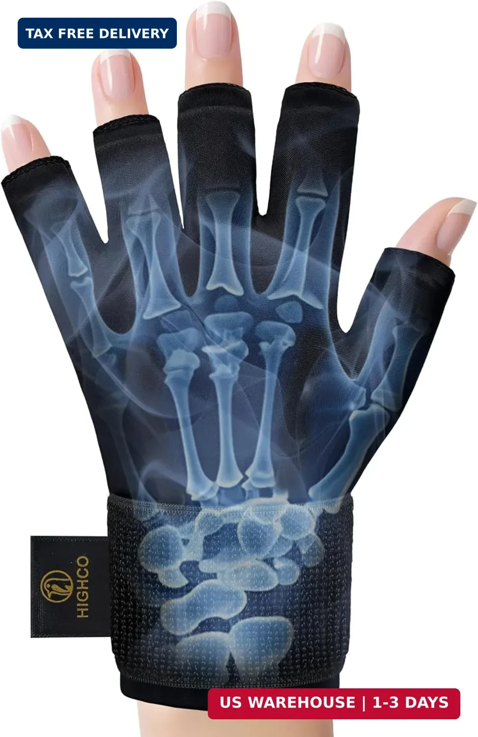 highco Compression Hand ICE Pack Glove for Arthritis Pain Relief Adjustable Wris