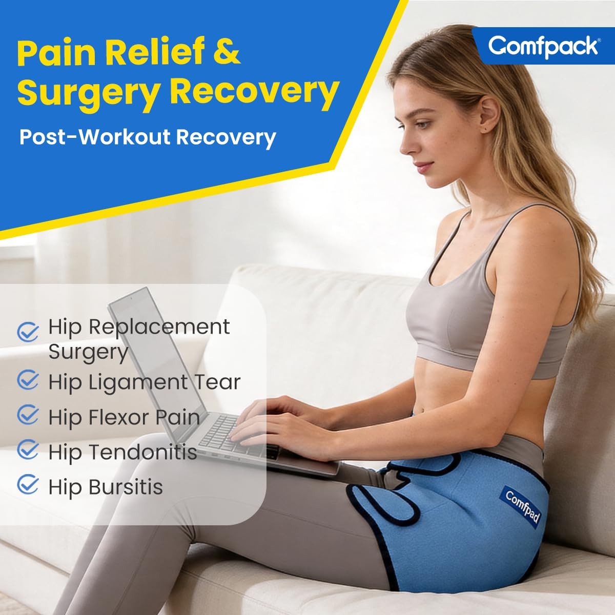 Comfpack Hip Ice Pack Wrap Hip Brace, Gel Cold Compression Sleeve for Injurie…