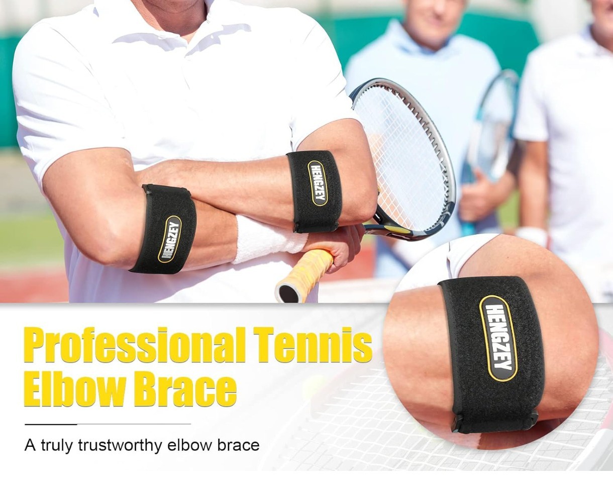 HENGZEY Elbow Brace for Tendonitis and Tennis Golfers Elbow Strap Pain Relief