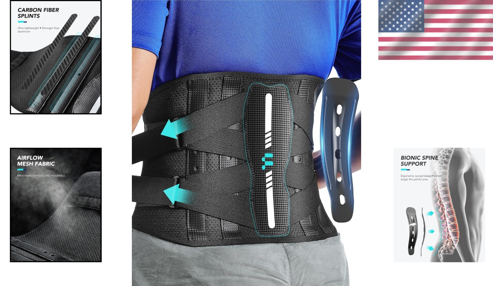 Ergonomic Curved Back Brace for Sciatica & Herniated Disc Relief – Size L