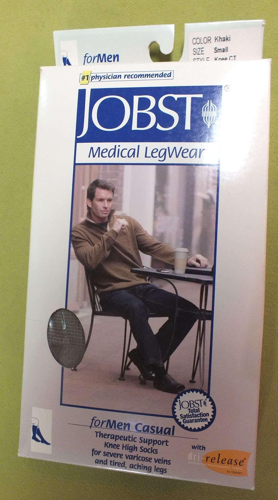 JOBST 113140 Medical LegWear for Men Casual 30-40 mmHg Khaki Sz. S Socks Knee