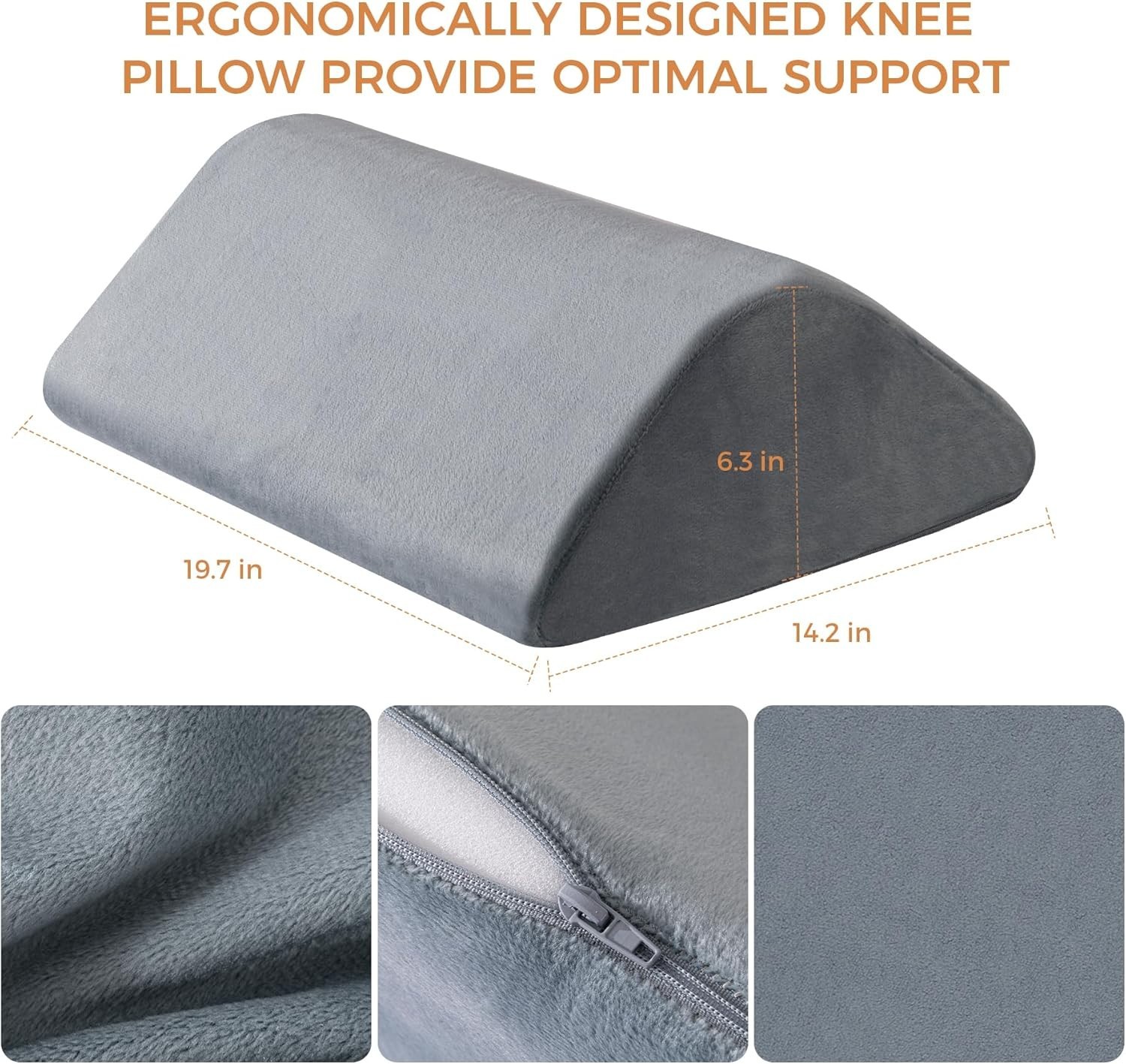 Knee Wedge Pillow 6.3” for Post-Surgery Recovery-Leg Elevation Support for S…