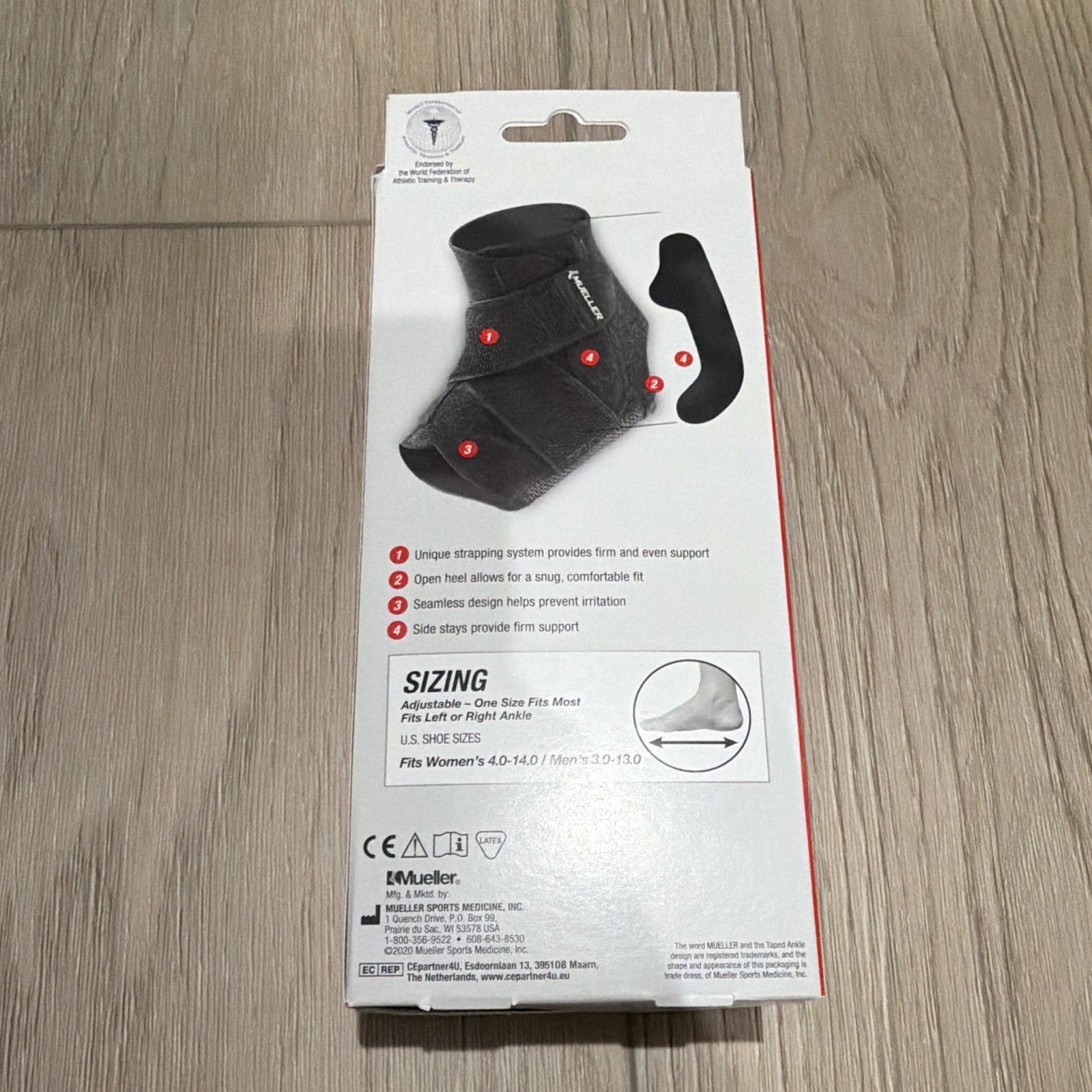 Mueller Adjustable Ankle Stabilizer Brace One Size Neoprene Black Support