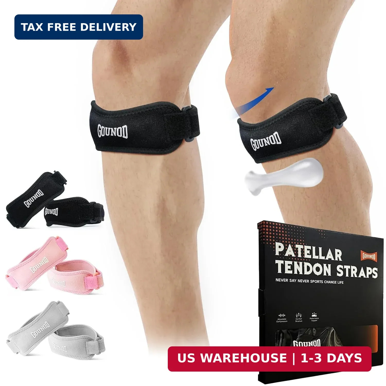 GOUNOD Patellar Tendon Support Strap 2 Pack,Knee Strap for Knee Pain Relief,P…