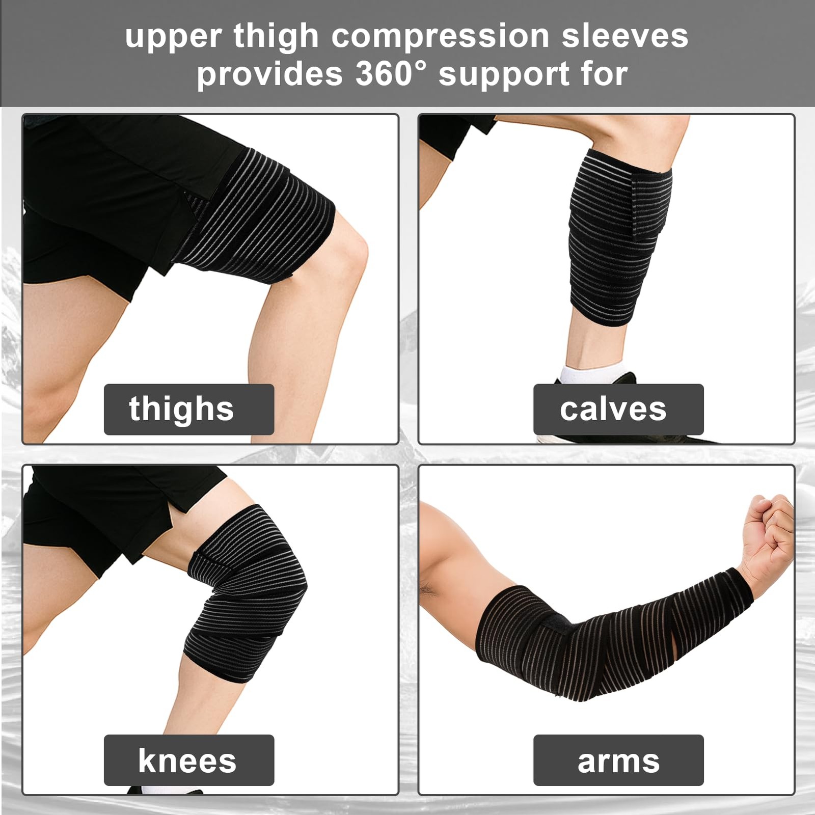 2 Pcs Hamstring Thigh Compression Wraps Adjustable Thigh Compression Support